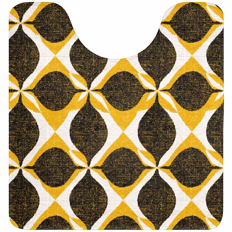 Wc Mat - Geel - Zwart - Geometrisch - Retro - Textuur — 1