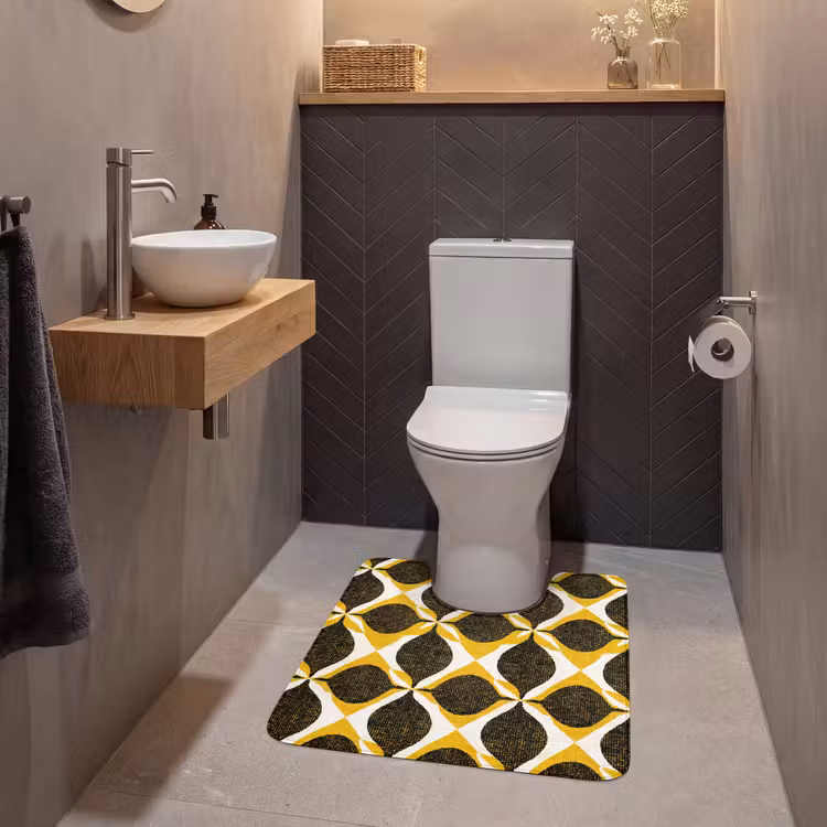 Wc Mat - Geel - Zwart - Geometrisch - Retro - Textuur — 2