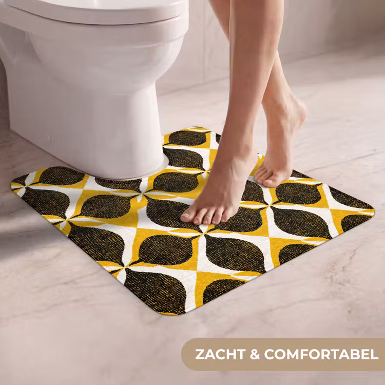 Wc Mat - Geel - Zwart - Geometrisch - Retro - Textuur — 5