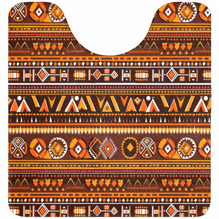 Wc Mat - Oranje - Etnisch - Tribaal - Geometrisch - Patroon — 1