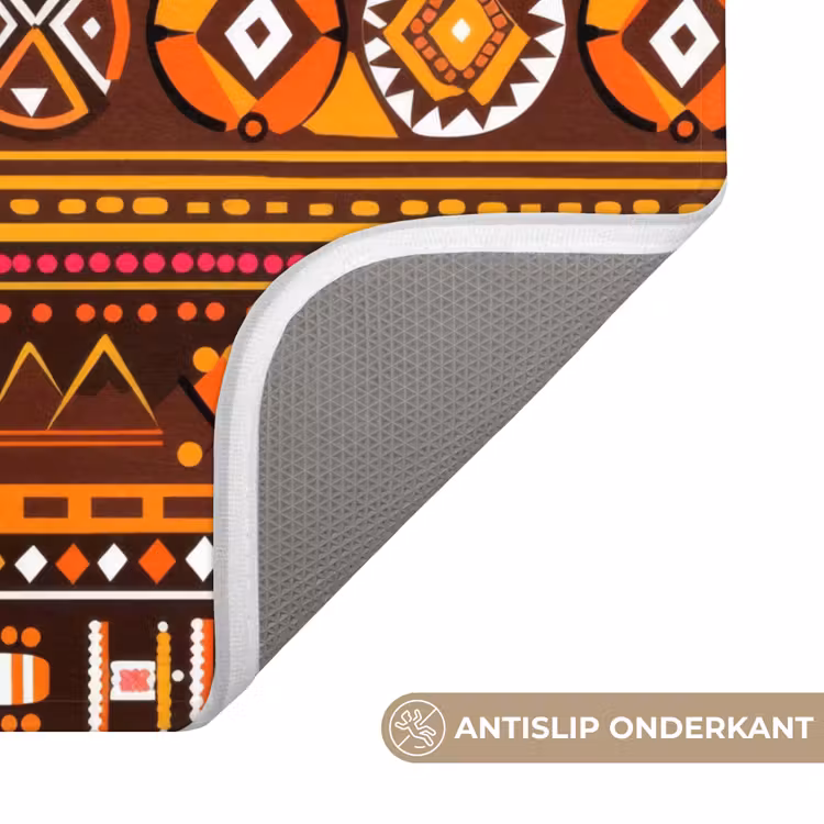 Wc Mat - Oranje - Etnisch - Tribaal - Geometrisch - Patroon — 4