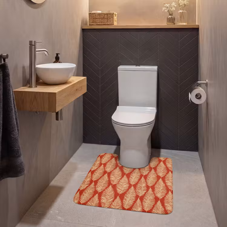 Wc Mat - Rood - Botanisch - Varen - Patroon — 2