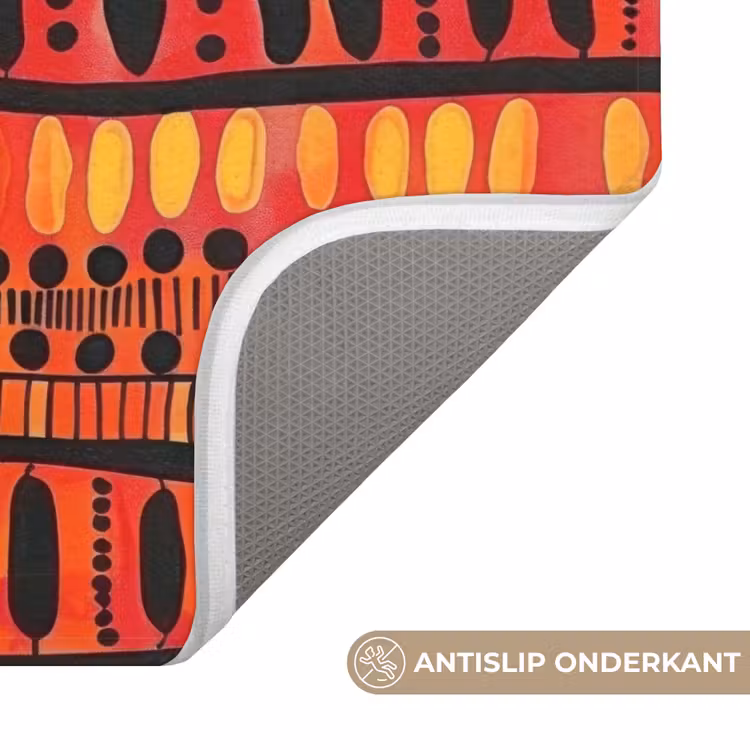 Wc Mat - Rood - Oranje - Etnisch - Expressief - Patroon — 4