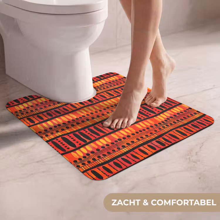 Wc Mat - Rood - Oranje - Etnisch - Expressief - Patroon — 5