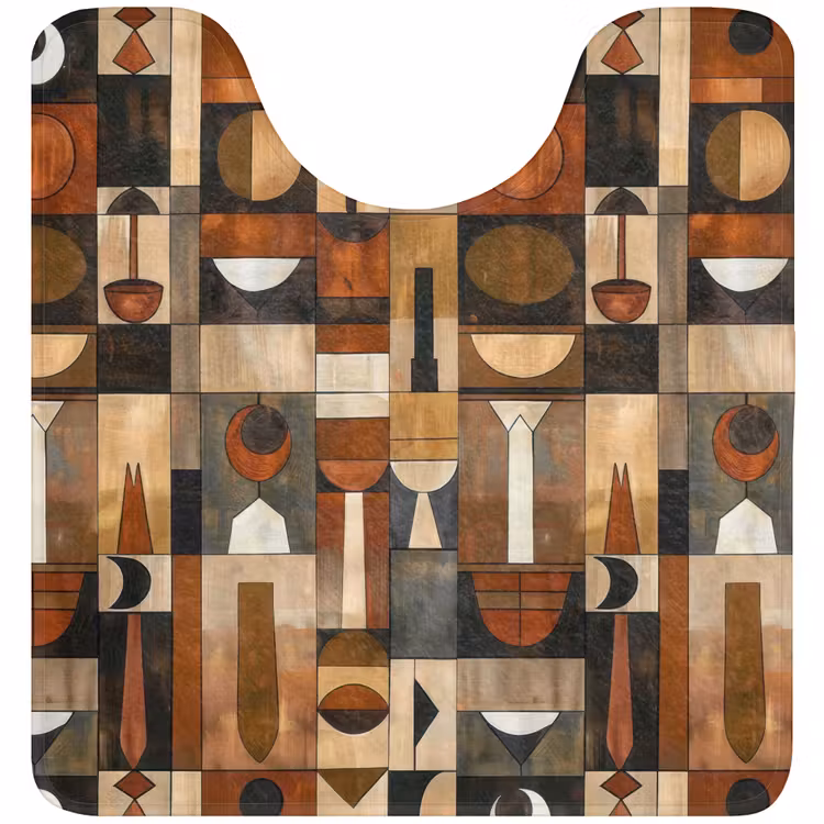 Wc Mat - Terracotta - Geometrisch - Mid-Century - Patroon — 1