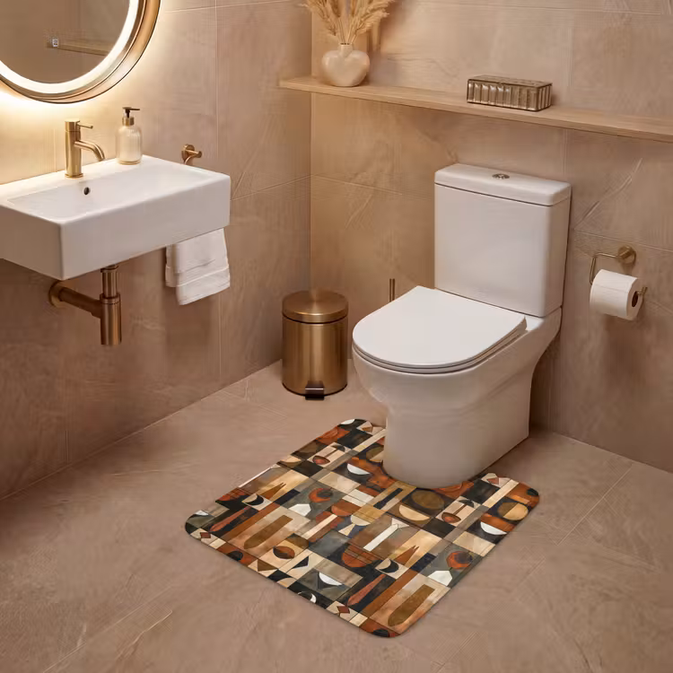 Wc Mat - Terracotta - Geometrisch - Mid-Century - Patroon — 3