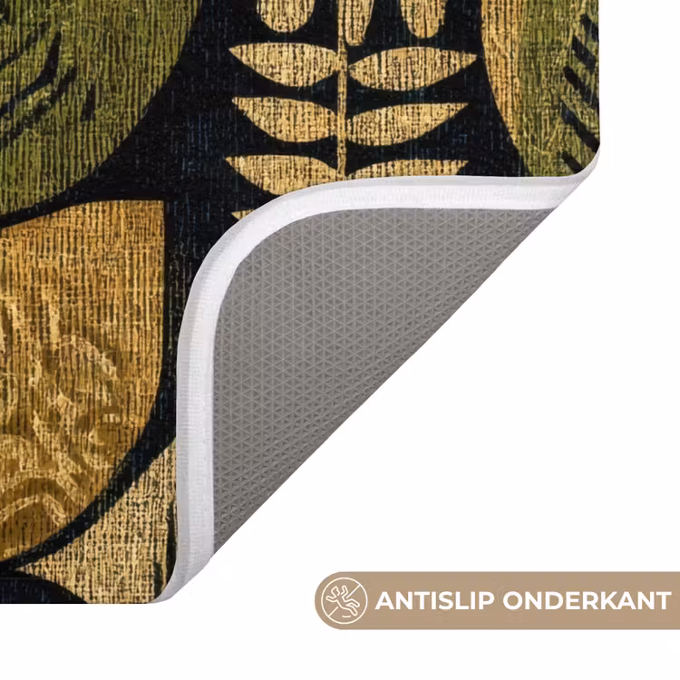 Wc Mat - Zwart - Okergeel - Botanisch - Textuur — 4