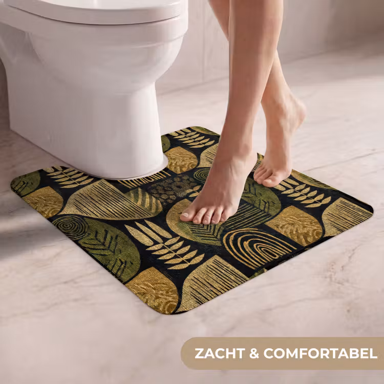 Wc Mat - Zwart - Okergeel - Botanisch - Textuur — 5