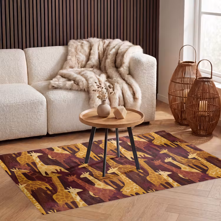 Vloerkleed - Bruin - Giraffen - Safari - Patroon — 3