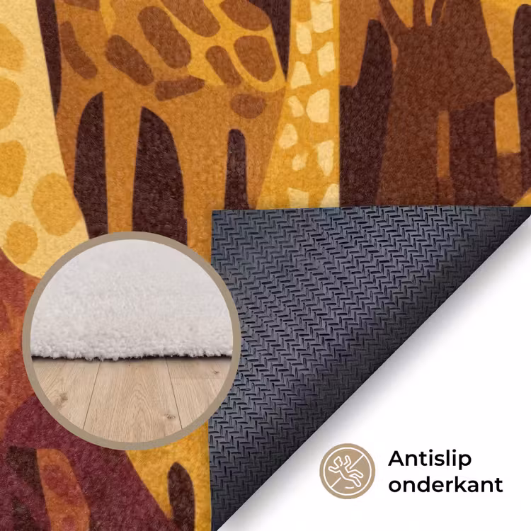Vloerkleed - Bruin - Giraffen - Safari - Patroon — 4