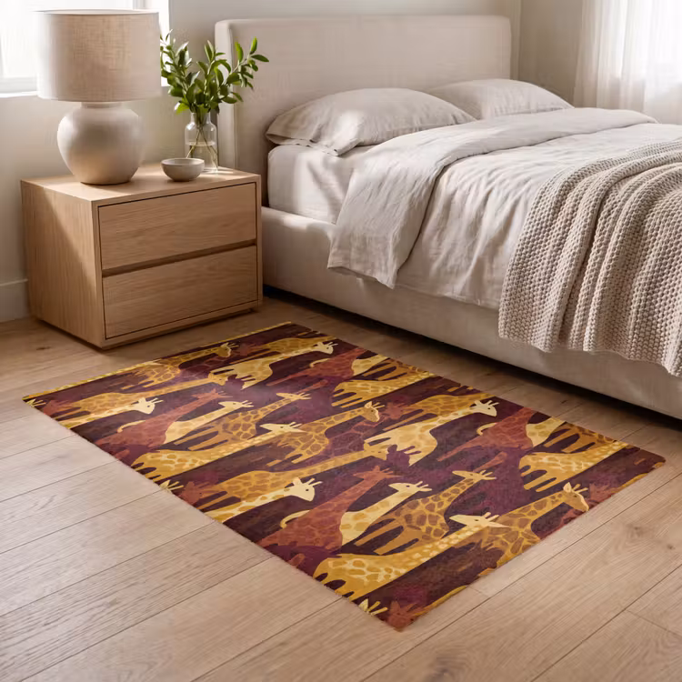 Vloerkleed - Bruin - Giraffen - Safari - Patroon — 5