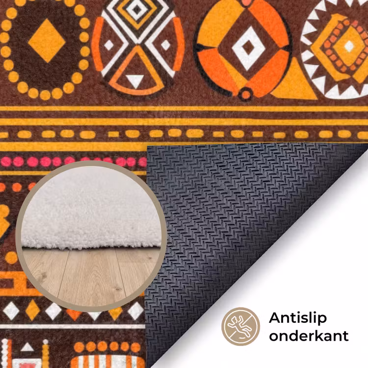 Vloerkleed - Oranje - Etnisch - Tribaal - Geometrisch - Patroon — 4
