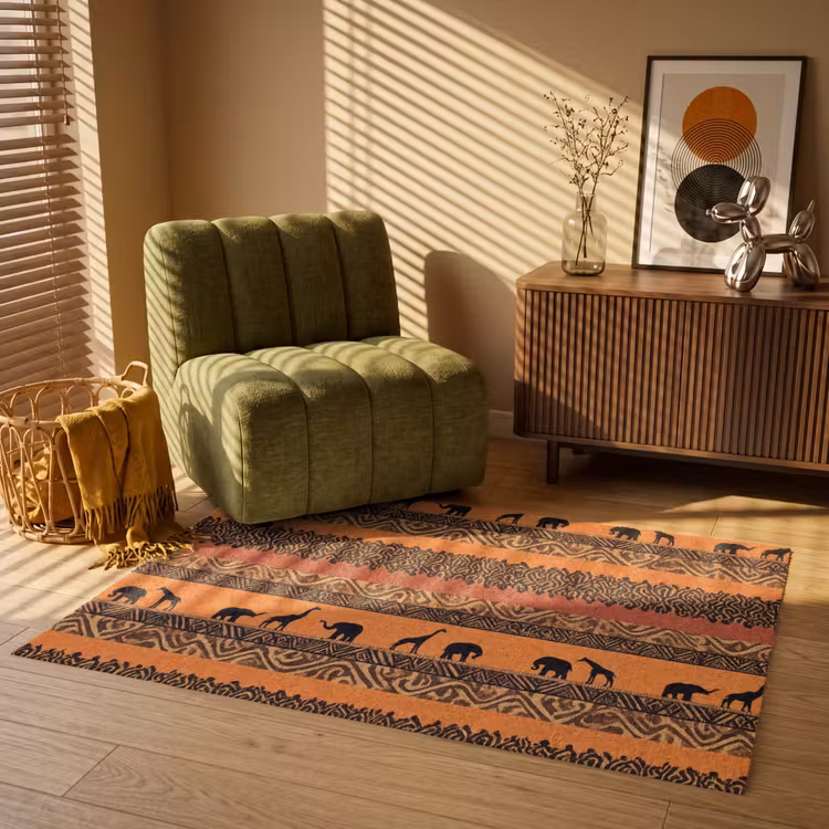 Vloerkleed - Oranje - Safari - Afrikaans - Dieren - Patroon — 2