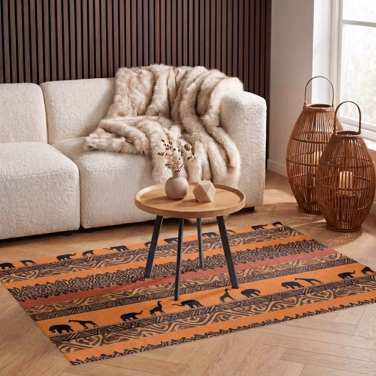 Vloerkleed - Oranje - Safari - Afrikaans - Dieren - Patroon — 3