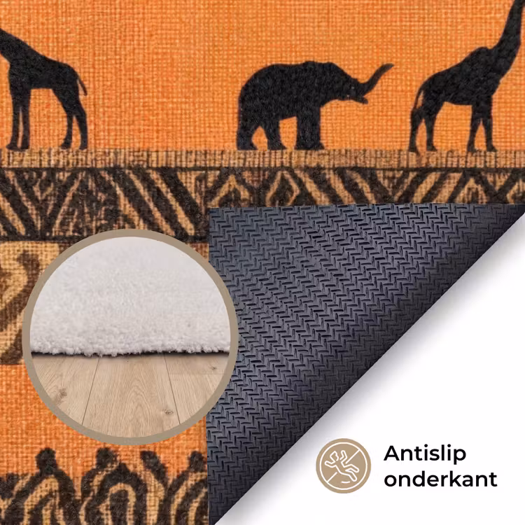 Vloerkleed - Oranje - Safari - Afrikaans - Dieren - Patroon — 4