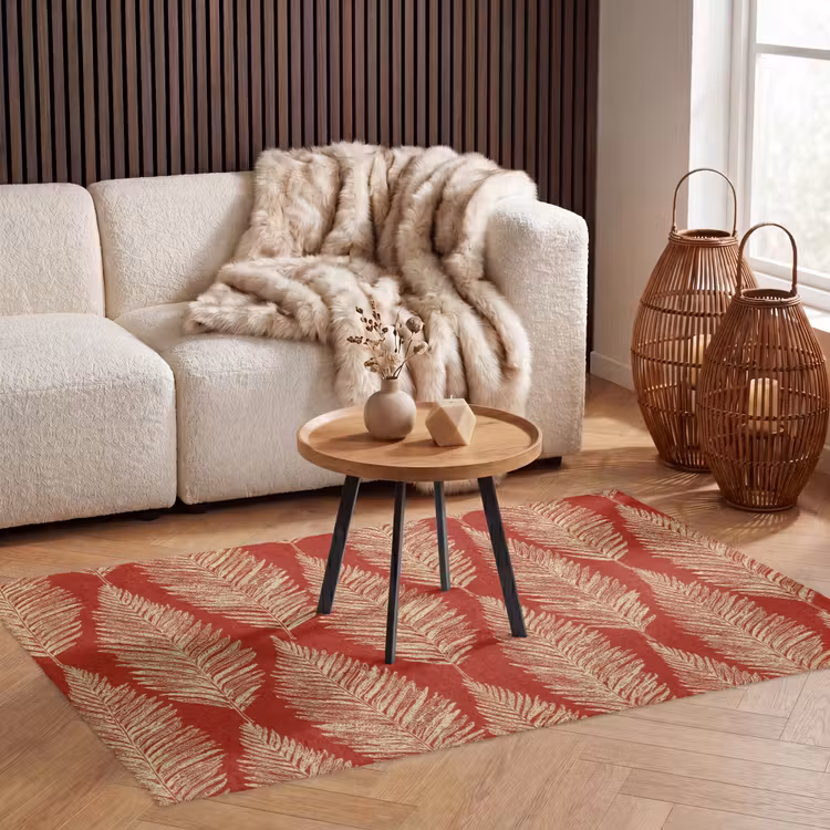 Vloerkleed - Rood - Botanisch - Varen - Patroon — 3