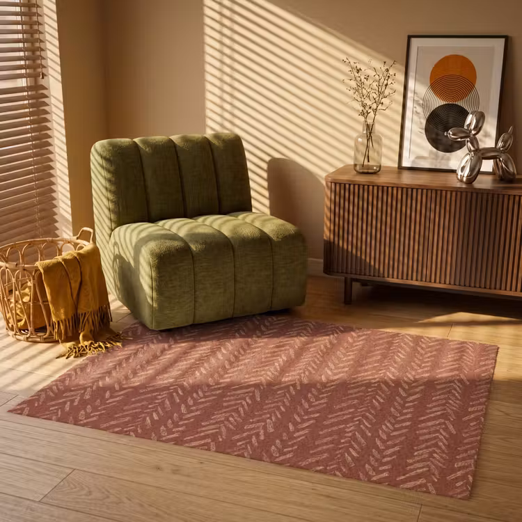 Vloerkleed - Terracotta - Visgraat - Ambachtelijk - Patroon — 2