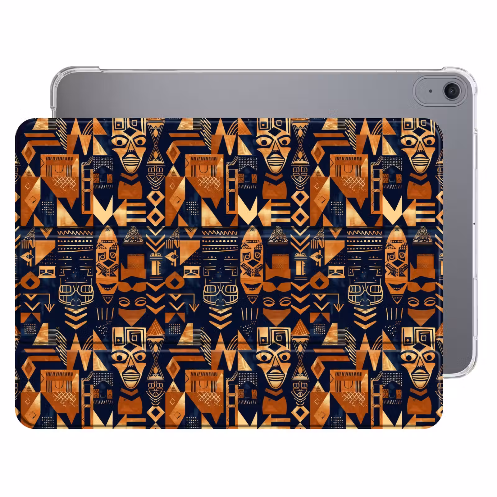 iPad hoes - Nachtblauw - Koper - Tribaal - Maskers — 1
