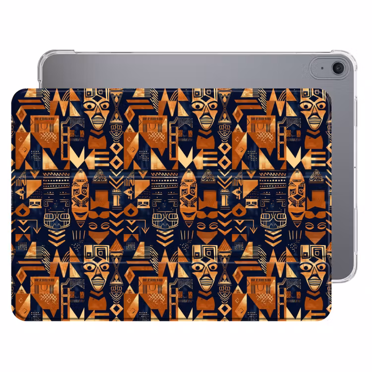 iPad hoes - Nachtblauw - Koper - Tribaal - Maskers — 1