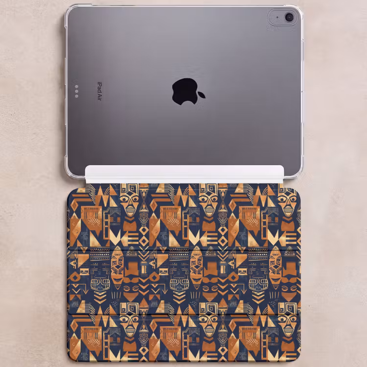 iPad hoes - Nachtblauw - Koper - Tribaal - Maskers — 6