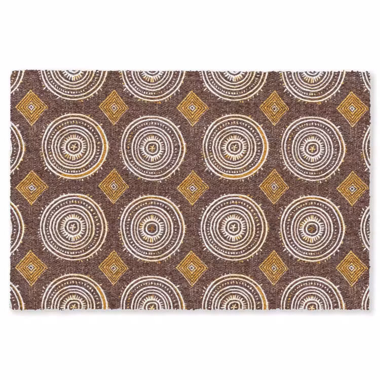 Vloerkleed - Chocoladebruin - Etnisch - Tribaal - Cirkels - Patroon — 1