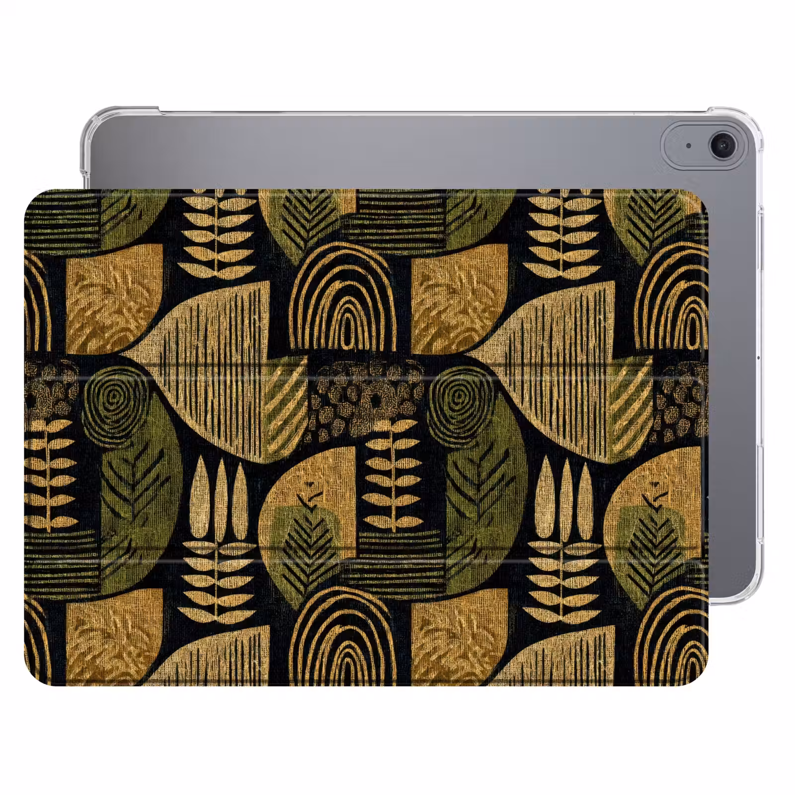 iPad hoes - Zwart - Okergeel - Botanisch - Textuur — 1