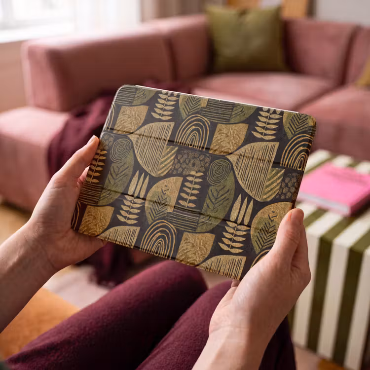 iPad hoes - Zwart - Okergeel - Botanisch - Textuur — 4
