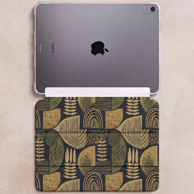 iPad hoes - Zwart - Okergeel - Botanisch - Textuur — 6
