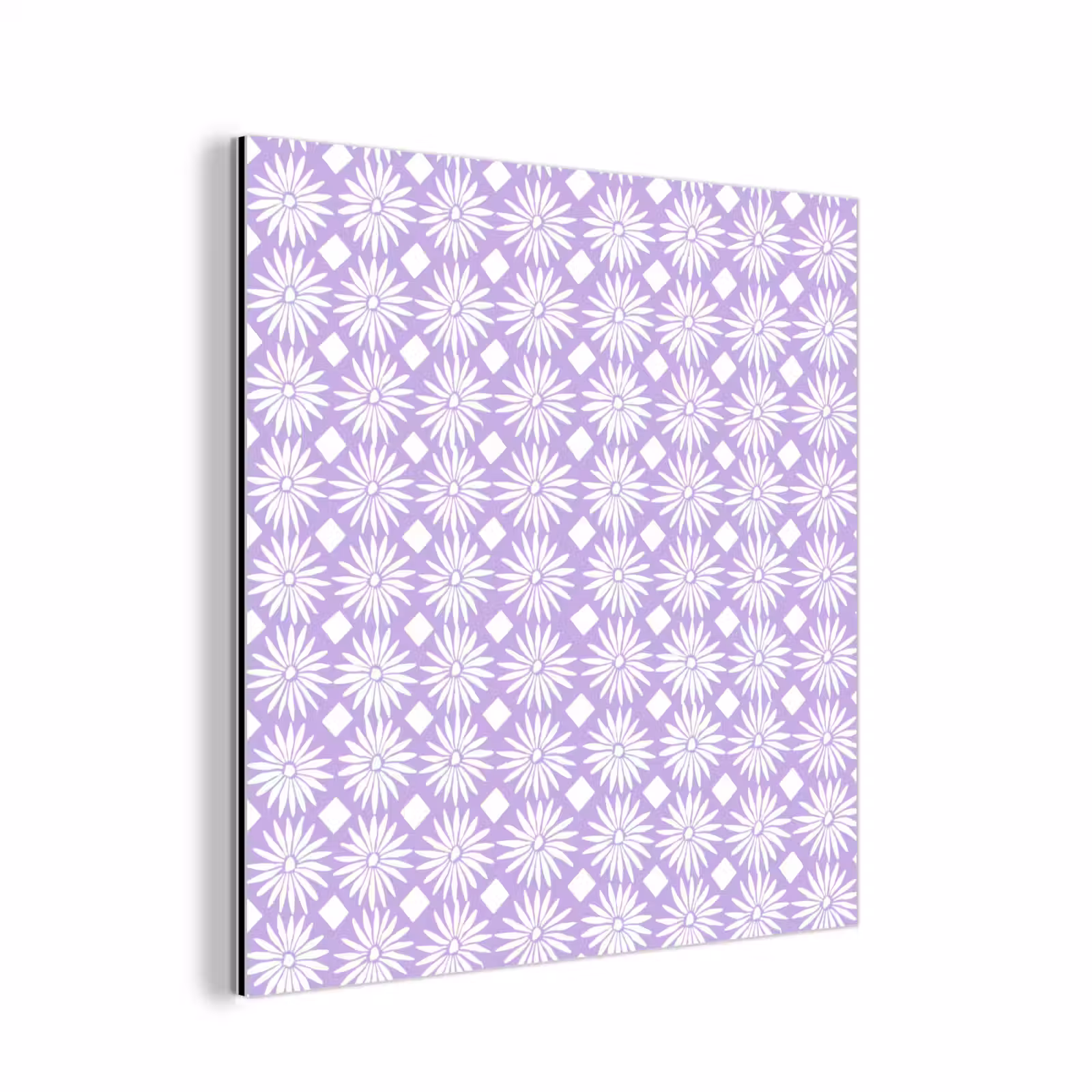 Aluminium schilderij - Lila - Botanisch - Bloemen - Margrieten - Patroon — 1