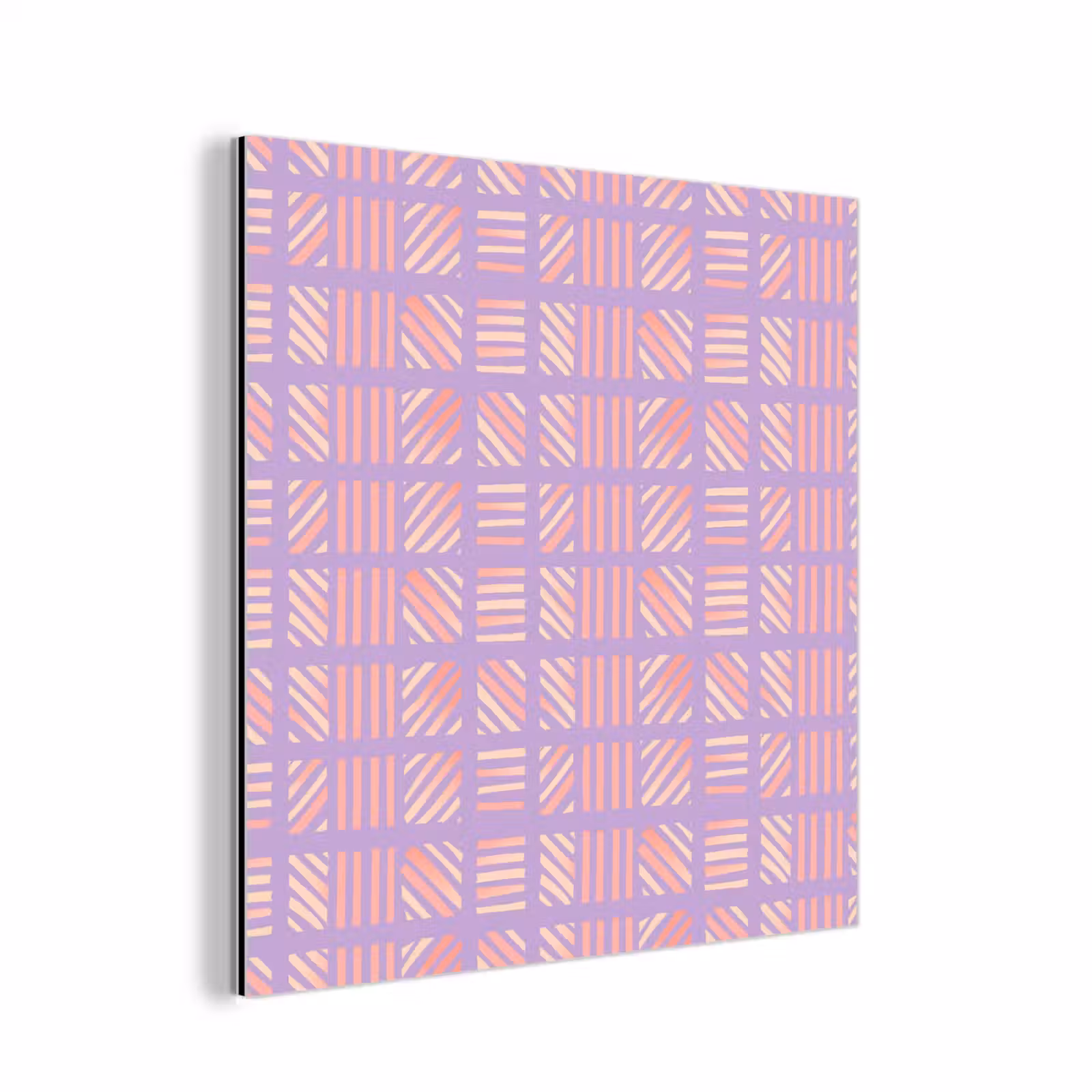 Aluminium schilderij - Paars - Roze - Geometrisch - Strepen - Blokken - Patroon — 1