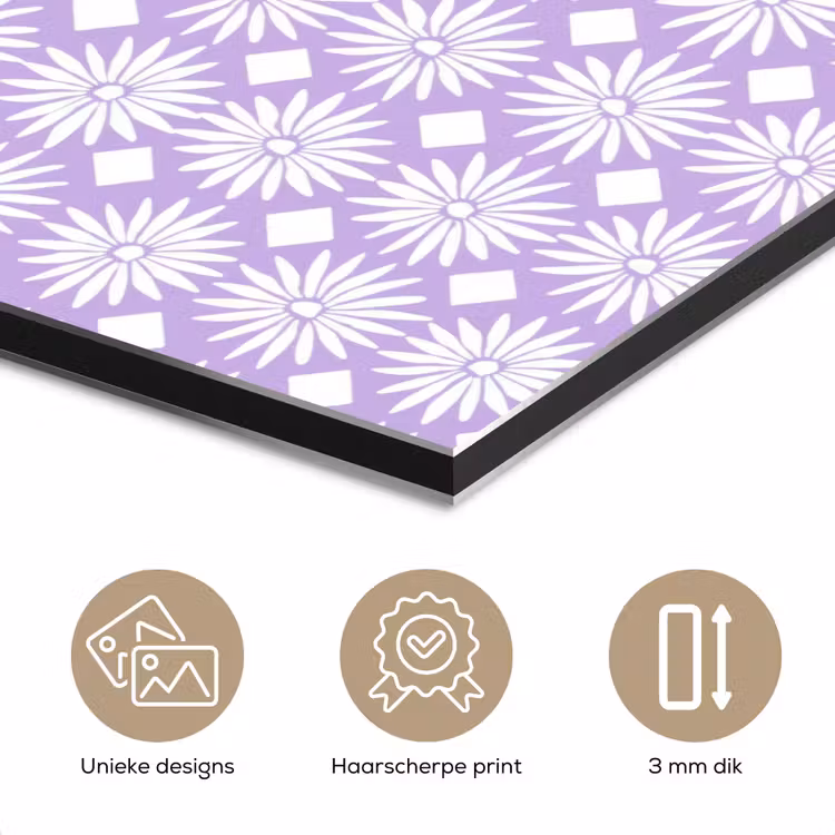 Aluminium schilderij - Lila - Botanisch - Bloemen - Margrieten - Patroon — 7