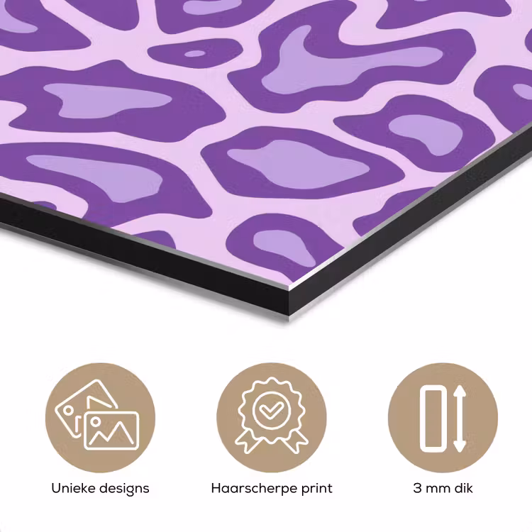 Aluminium schilderij - Paars - Abstract - Luipaard - Vlekken - Groovy - Patroon — 7