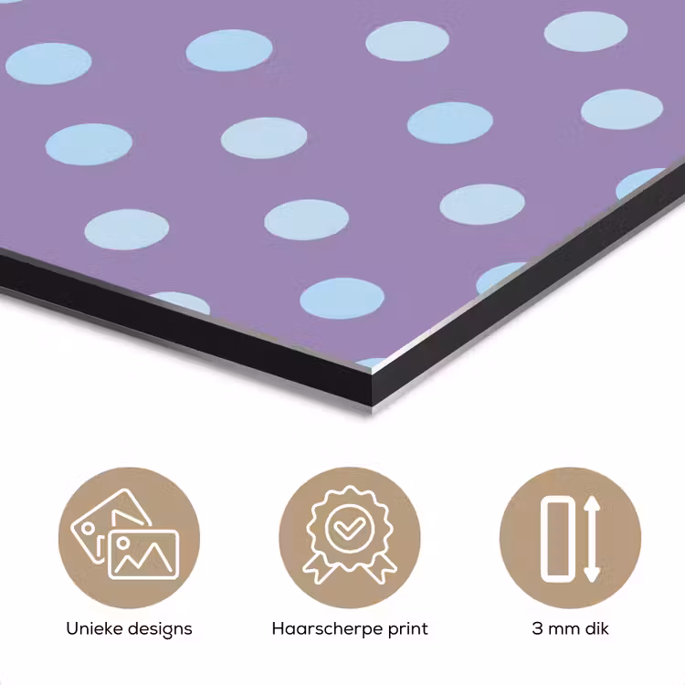 Aluminium schilderij - Paars - Blauw - Geometrisch - Stippen - Polka Dot - Patroon — 7