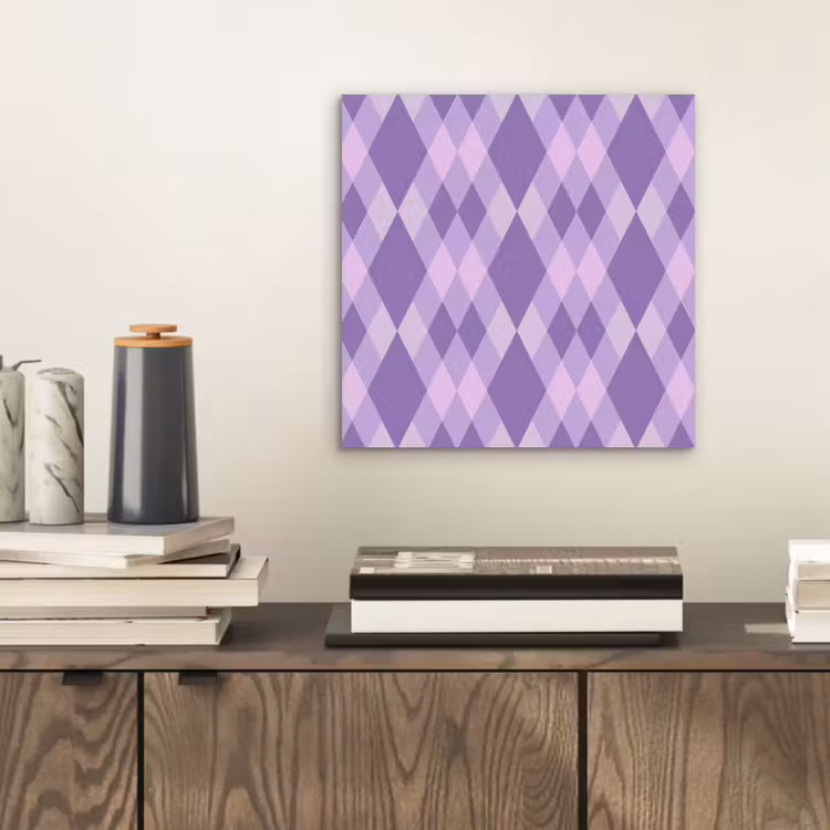 Aluminium schilderij - Paars - Geometrisch - Ruiten - Argyle - Patroon — 2