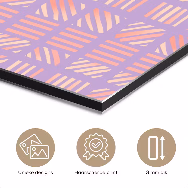 Aluminium schilderij - Paars - Roze - Geometrisch - Strepen - Blokken - Patroon — 7