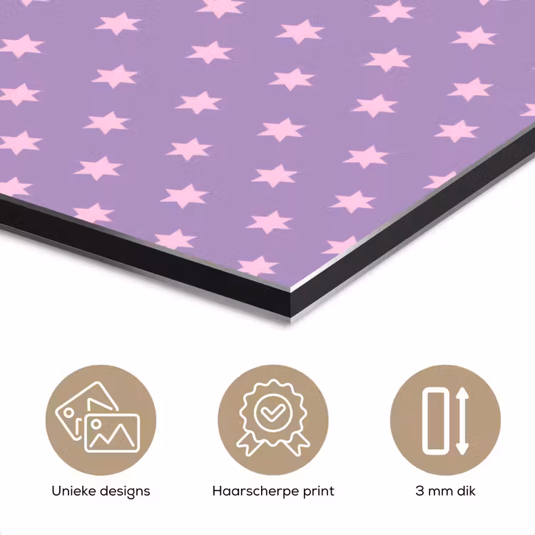 Aluminium schilderij - Paars - Roze - Sterren - Geometrisch - Patroon — 7