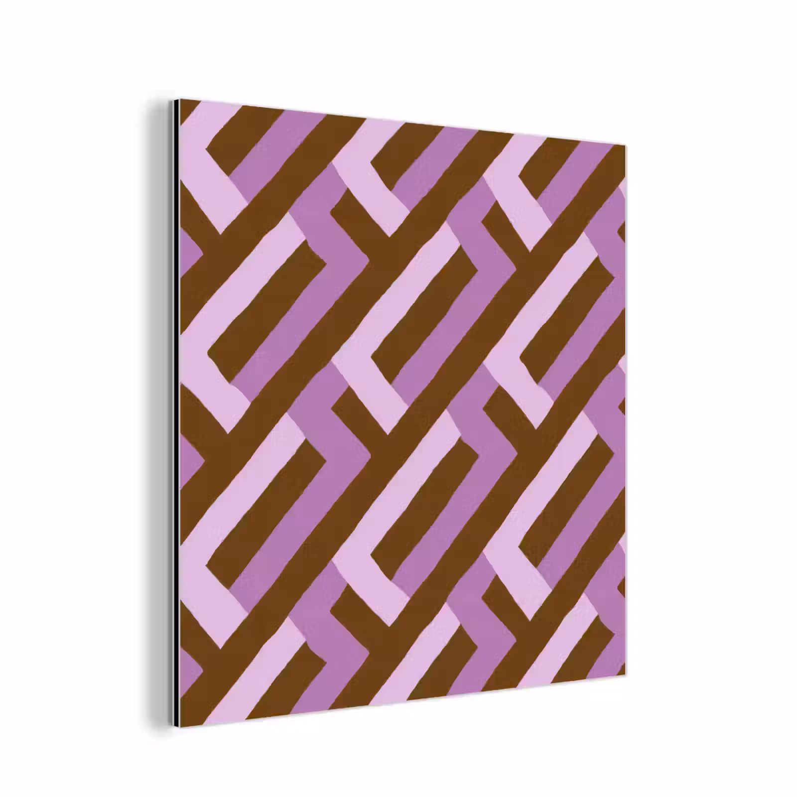 Aluminium schilderij - Bruin - Roze - Geometrisch - Meander - Patroon — 1