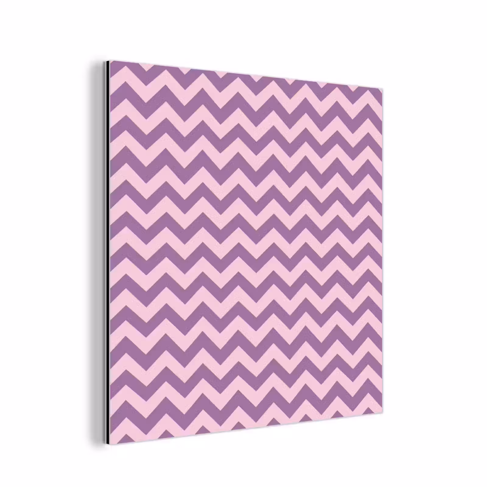 Aluminium schilderij - Paars - Roze - Geometrisch - Chevron - Zigzag - Patroon — 1
