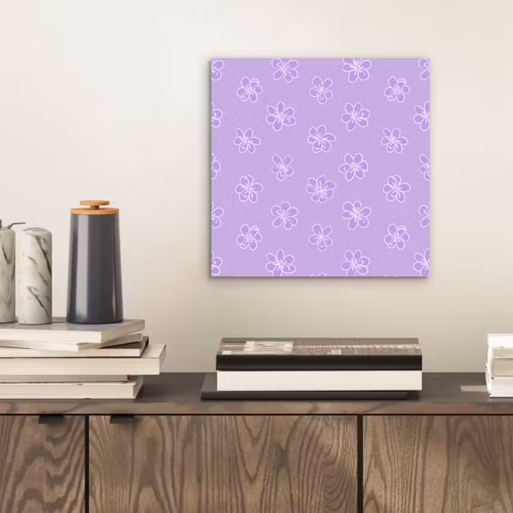 Aluminium schilderij - Lila - Botanisch - Bloemen - Handgetekend - Patroon — 2
