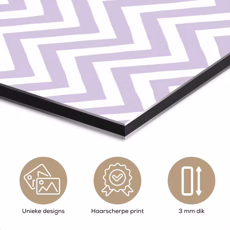 Aluminium schilderij - Lila - Geometrisch - Chevron - Zigzag - Patroon — 7