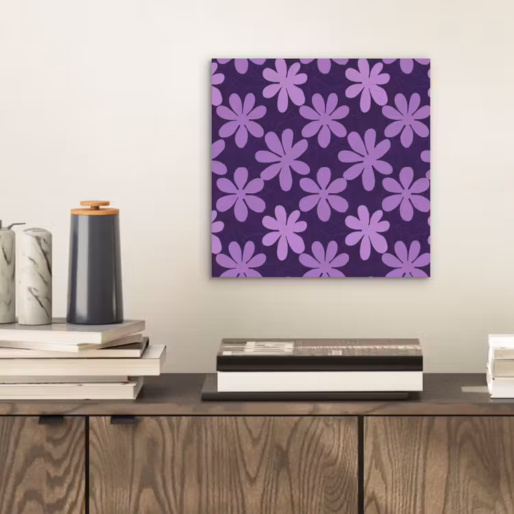 Aluminium schilderij - Paars - Botanisch - Bloemen - Retro - Patroon — 2