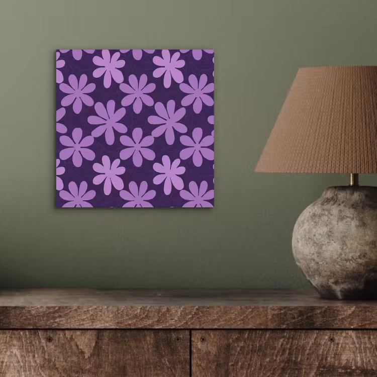 Aluminium schilderij - Paars - Botanisch - Bloemen - Retro - Patroon — 3