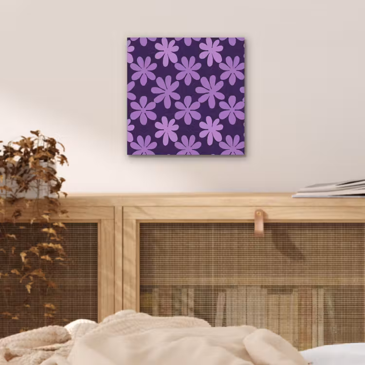 Aluminium schilderij - Paars - Botanisch - Bloemen - Retro - Patroon — 4