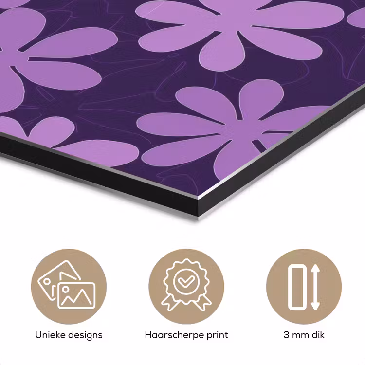 Aluminium schilderij - Paars - Botanisch - Bloemen - Retro - Patroon — 7