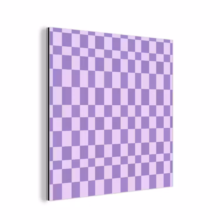 Aluminium schilderij - Paars - Geometrisch - Dambord - Blokken - Patroon — 1