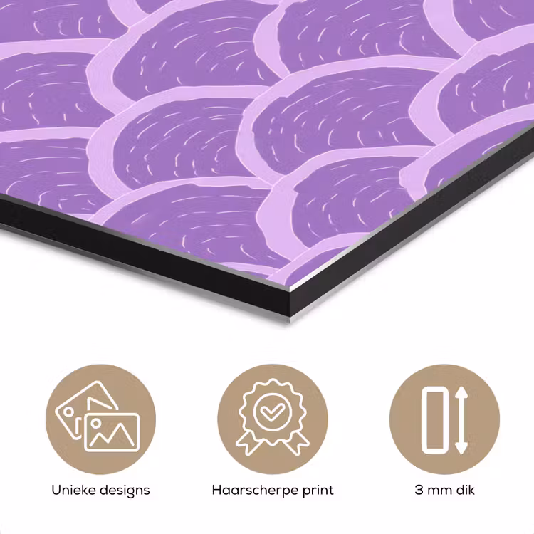 Aluminium schilderij - Paars - Schubber - Schelpen - Handgetekend - Patroon — 7