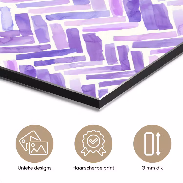 Aluminium schilderij - Paars - Visgraat - Aquarel - Penseelstreken - Patroon — 7