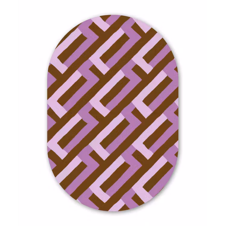 Muurovaal aluminium - Bruin - Roze - Geometrisch - Meander - Patroon — 1