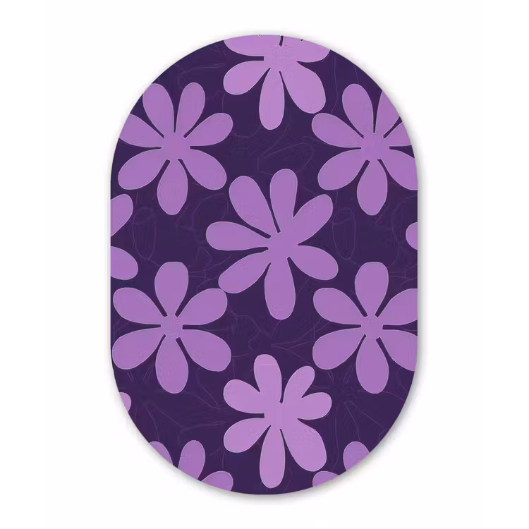 Muurovaal aluminium - Paars - Botanisch - Bloemen - Retro - Patroon — 1