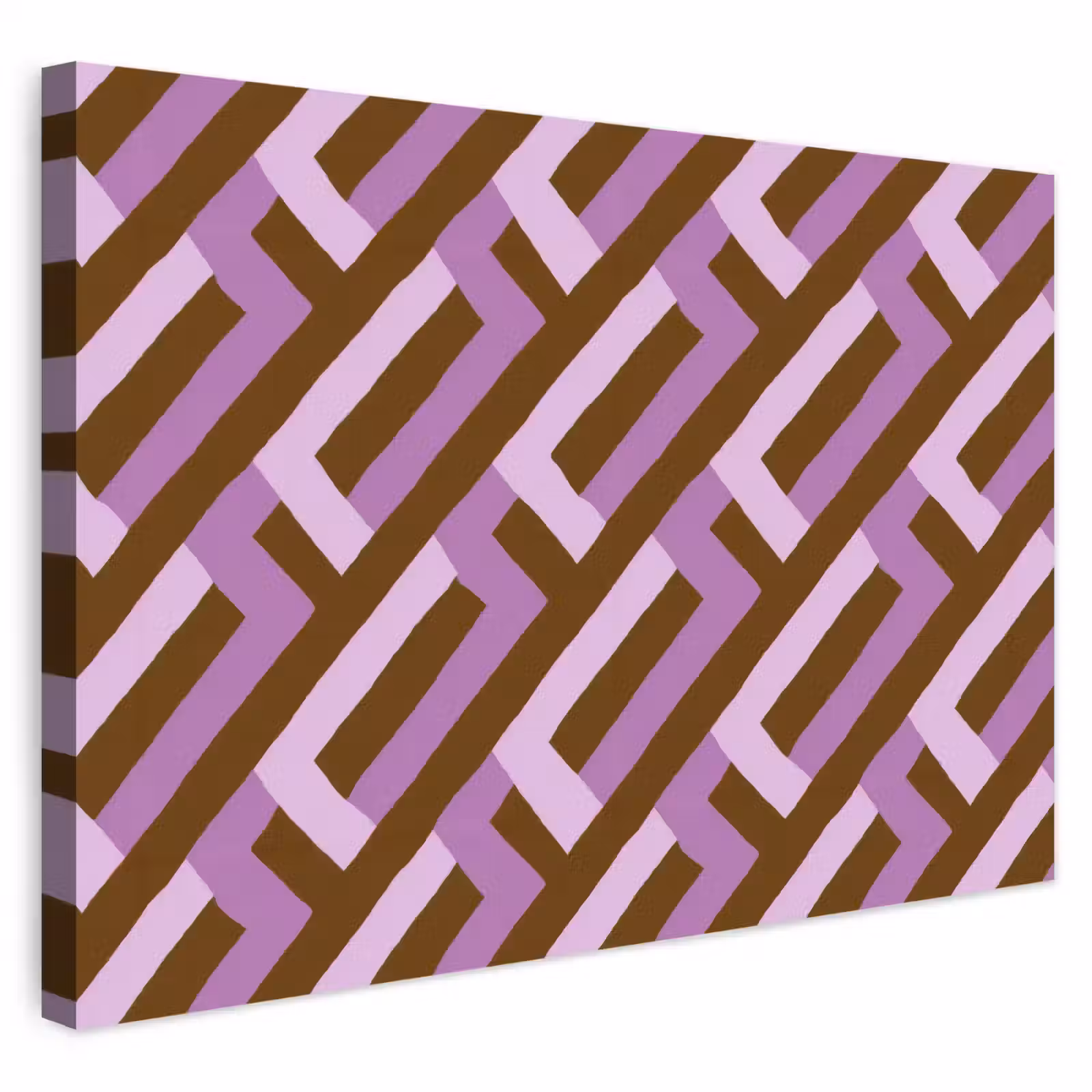 Buiten canvas - Bruin - Roze - Geometrisch - Meander - Patroon — 1